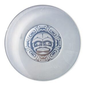 First Nations Moon Mask 8" Etched Clear Glass Plate By Artist Klatle-Bhi Decor